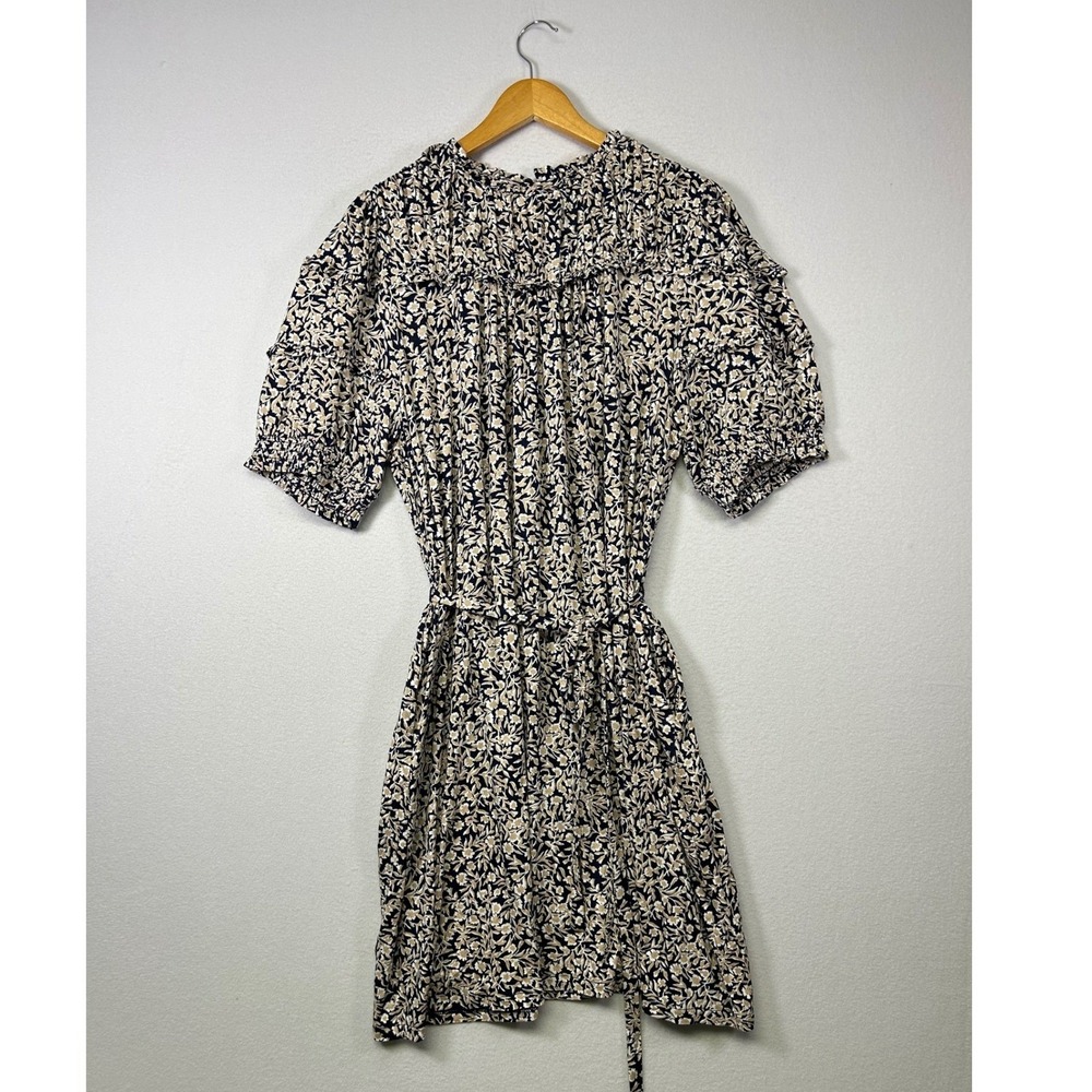 Cottagecore Boden Women US 16/18R Black Floral Puff Sleeve‎ Boho Chic Mini Dress